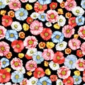 Seamless pattern with watercolor colorful poppies