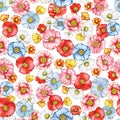 Seamless pattern with watercolor colorful poppies