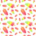 Seamless pattern with watercolor colorfull popsicles on white background Royalty Free Stock Photo