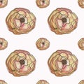Seamless pattern of watercolor colors of beige tea roses Royalty Free Stock Photo