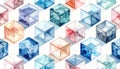 Abstract Geometric Cubes Pattern Watercolor Royalty Free Stock Photo