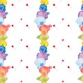 Seamless pattern with watercolor cute sheeps, flowers and stars illustrations