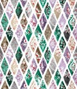 Seamless Pattern of Watercolor Diamonds with Effect. Ethnic Fashion Pattern.