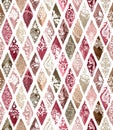 Seamless Pattern of Watercolor Diamonds with Effect. Ethnic Fashion Pattern.