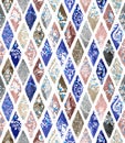 Seamless Pattern of Watercolor Diamonds with Effect. Ethnic Fashion Pattern.