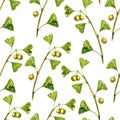 Seamless pattern with watercolor drawing ginkgo