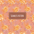 Seamless pattern watercolor floral orange soft