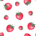 Seamless pattern with watercolor fresh strawberry isolated on white background. Hand drawn watercolor illustration. Can Royalty Free Stock Photo