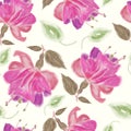 pattern of watercolor Fuchsia Flowers