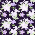 Seamless pattern of watercolor geranium flowers. Perfect for web design, cosmetics design, package, textile, wedding