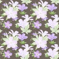 Seamless pattern of watercolor geranium flowers. Perfect for web design, cosmetics design, package, textile, wedding invitation,