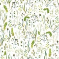 Seamless pattern with watercolor grass.