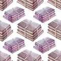Seamless pattern watercolor hand-drawn stack of old brown books isolated on white background. Art creative school object Royalty Free Stock Photo