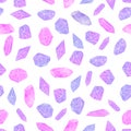 Seamless pattern with watercolor healing crystals