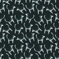 Seamless pattern with watercolor Husky. Hand drawn illustration is isolated on dark. Painted doberman