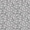 Seamless pattern watercolor illustration, curly gray silhouette of Clematis flowers on a dark gray background.