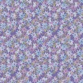 Seamless pattern, watercolor illustration, gentle blue clematis flowers on a violet background.