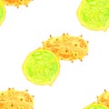 Seamless pattern with watercolor kiwano