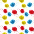 Seamless pattern with watercolor knitting elements hand drawn Royalty Free Stock Photo