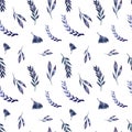 Seamless pattern watercolor with leaves, herbs, ginko