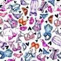 Seamless pattern with watercolor lingerie