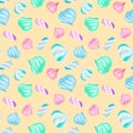 Seamless pattern with watercolor marshmallow