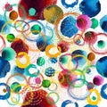 Seamless pattern of watercolor multicolored circles. Vector illustration Royalty Free Stock Photo