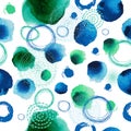 Seamless pattern of watercolor multicolored circles. Vector illustration Royalty Free Stock Photo