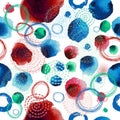 Seamless pattern of watercolor multicolored circles. Vector illustration Royalty Free Stock Photo