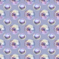 Seamless pattern watercolor nacreous bead pearl on blue background. Creative jewelry object for wedding, celebration