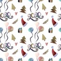 Seamless pattern watercolor NEW YEAR 2020 Royalty Free Stock Photo