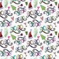 Seamless pattern watercolor NEW YEAR 2020 and Merry Christmas Royalty Free Stock Photo