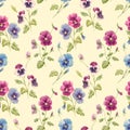 Watercolor pansy flower pattern