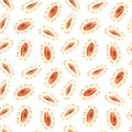 Seamless pattern of watercolor papaya, colorful brush strokes. Isolated bright illustration on white. Hand painted fruits