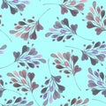 Seamless Pattern With The Watercolor Pink And Purple Leaves And Branches