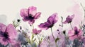 Seamless pattern with watercolor poppies. Hand-drawn illustration. Generative AI