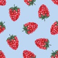 Seamless pattern with watercolor raspberries