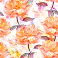 Seamless pattern with watercolor roses and butterflies Royalty Free Stock Photo