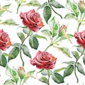 Seamless pattern with watercolor roses.