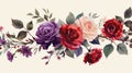 Seamless pattern with watercolor roses. Hand-drawn illustration. Generative AI Royalty Free Stock Photo