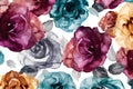 Seamless pattern with watercolor roses,  Hand-drawn illustration Royalty Free Stock Photo