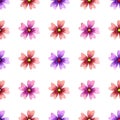 Seamless pattern with watercolor simple flowers.Floral background