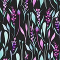 Seamless pattern with watercolor simple lavender, purple and mint plants