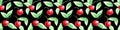 Seamless pattern of watercolor single Cherries on the black background. Hand drawn bright texture, images of berry in sketch style Royalty Free Stock Photo