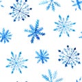 Seamless pattern with watercolor snowflakes Royalty Free Stock Photo