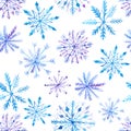 Seamless pattern with watercolor snowflakes Royalty Free Stock Photo