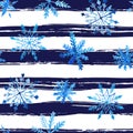 Seamless pattern with watercolor snowflakes Royalty Free Stock Photo