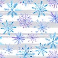 Seamless pattern with watercolor snowflakes Royalty Free Stock Photo