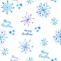 Seamless pattern with watercolor snowflakes Royalty Free Stock Photo