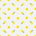 Seamless pattern with watercolor spring cowslip flowers